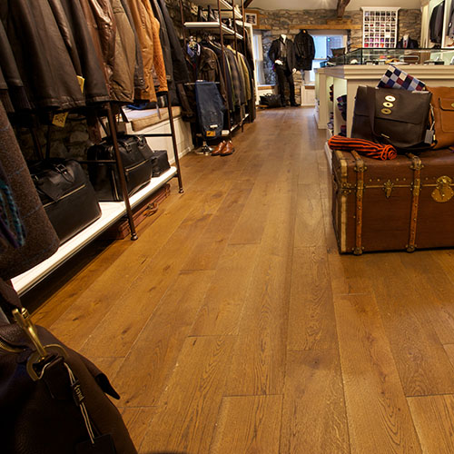 Hardwood flooring in shop floor