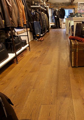 Hardwood flooring in shop floor